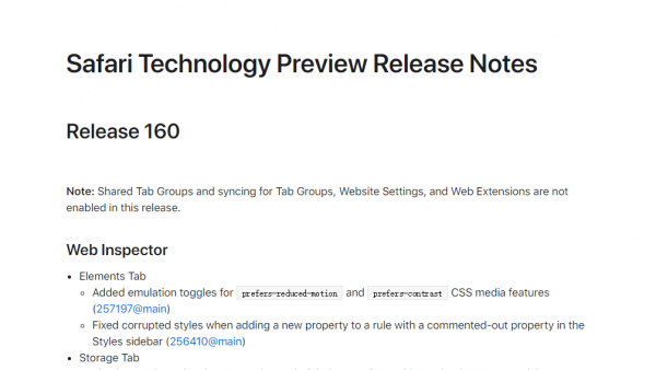 苹果发布 Safari Technology Preview 160 版本更新-ios学习从入门到精通尽在姬长信